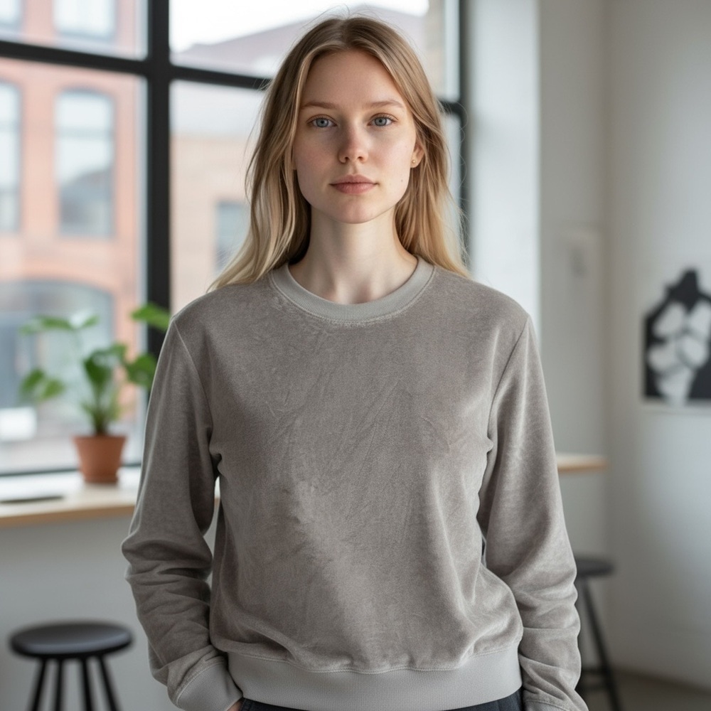 CLU Terry Sweatshirt Women's Size XS USA Grey Crew Pullover Casual Cotton